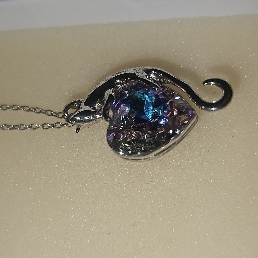 925 Sterling Silver Necklace With Large Gem Nwt